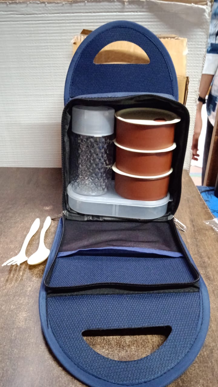 Steel Lunch Box Set (4 pcs, Black)