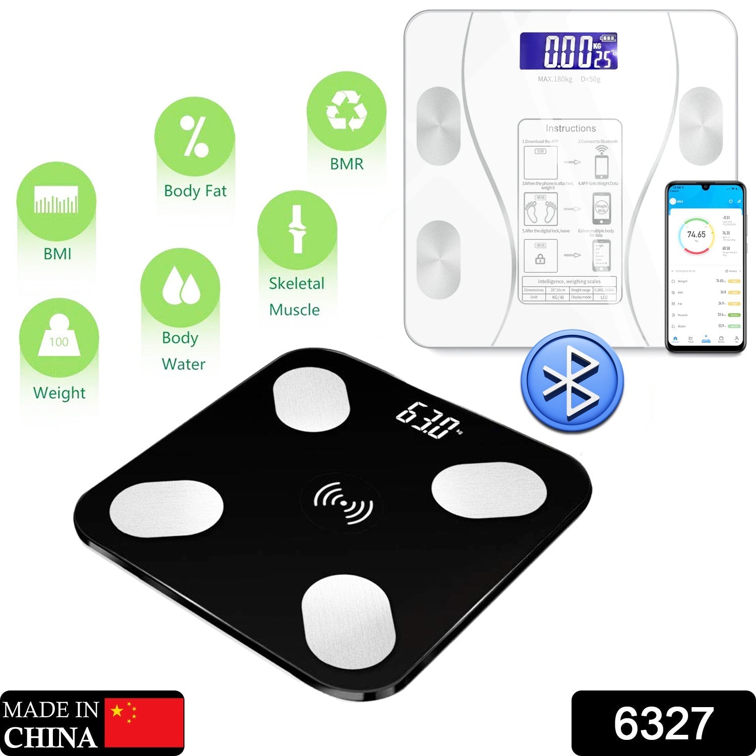 Smart scale for body weight and fat measurement with app support