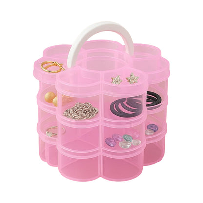 3-Layer Transparent Plastic Flower-Shaped Storage Box with 9 Grids